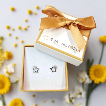 Twinkle Star & Flower Children Sterling Silver Studs