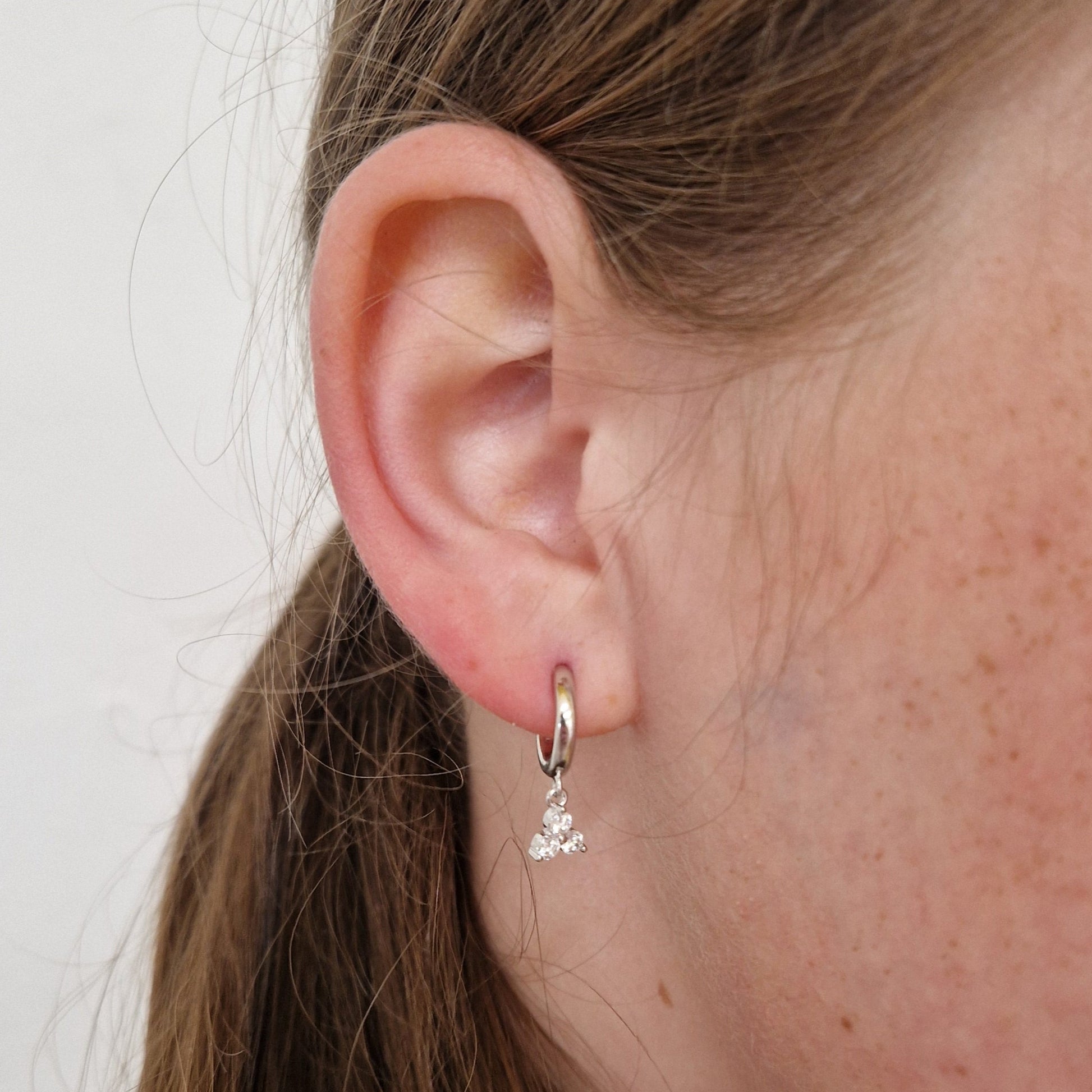 Sterling Silver Small Hoops Earrings for Girls with Sparkling