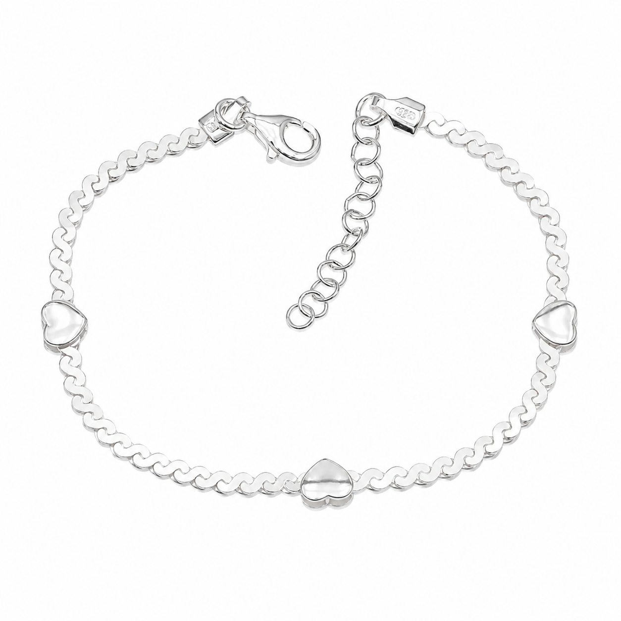 Sterling Silver Love Hearts Bracelet