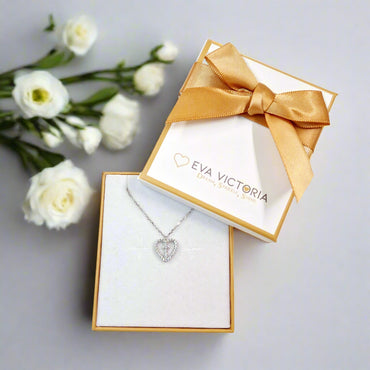 Sterling Silver Sparkling Cross in Heart Communion Pendant