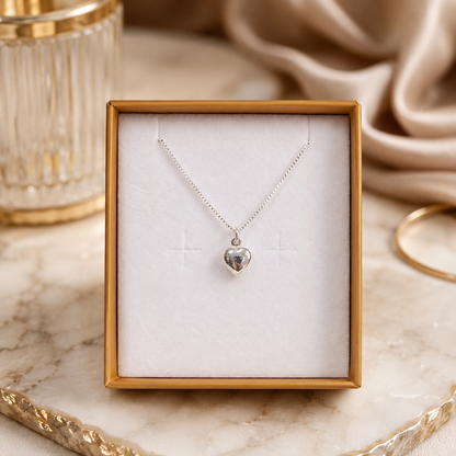 sterling silver puff heart pendant for girls in ireland