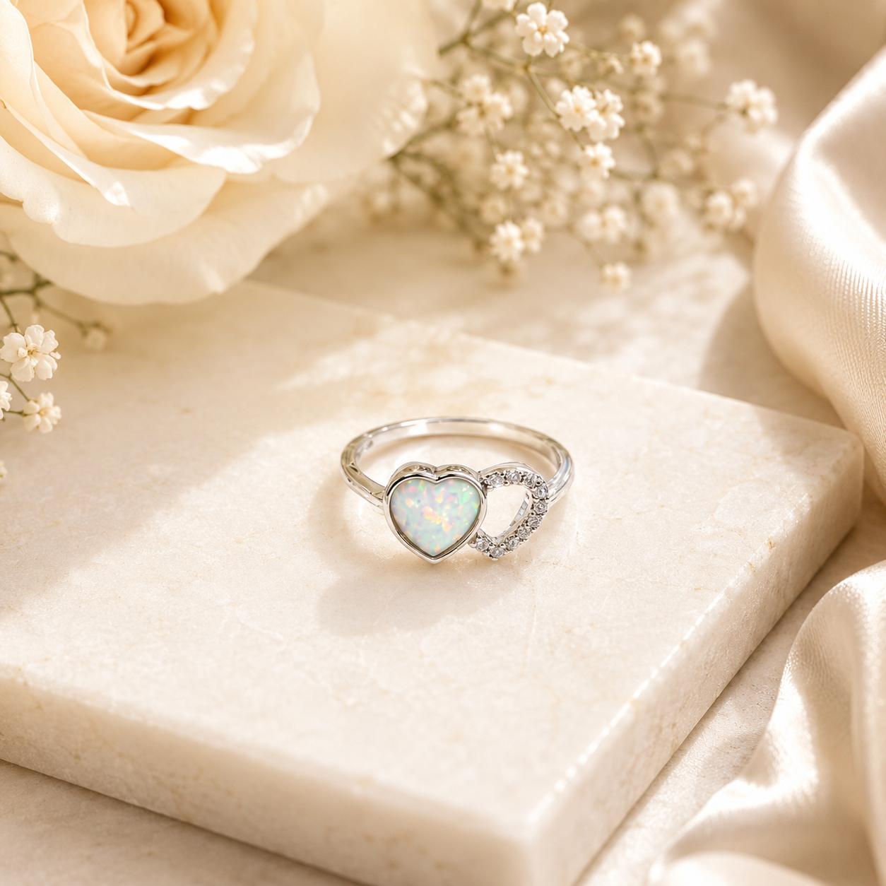 925 silver ring with 2 hearts for girls - eva victoria ireland