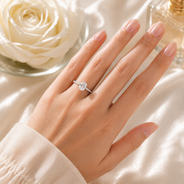 Oval Solitaire Sterling Silver Ring