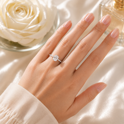 Oval Solitaire Sterling Silver Ring