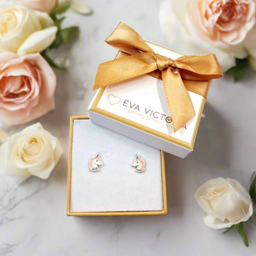 Sterling Silver Unicorn Head Children Earrings