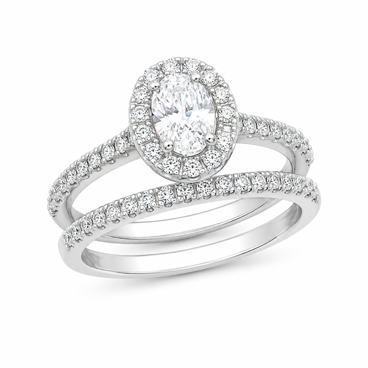 Sterling Silver CZ Engagement & Wedding Ring Set in ireland