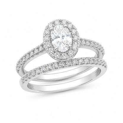 Sterling Silver CZ Engagement & Wedding Ring Set in ireland