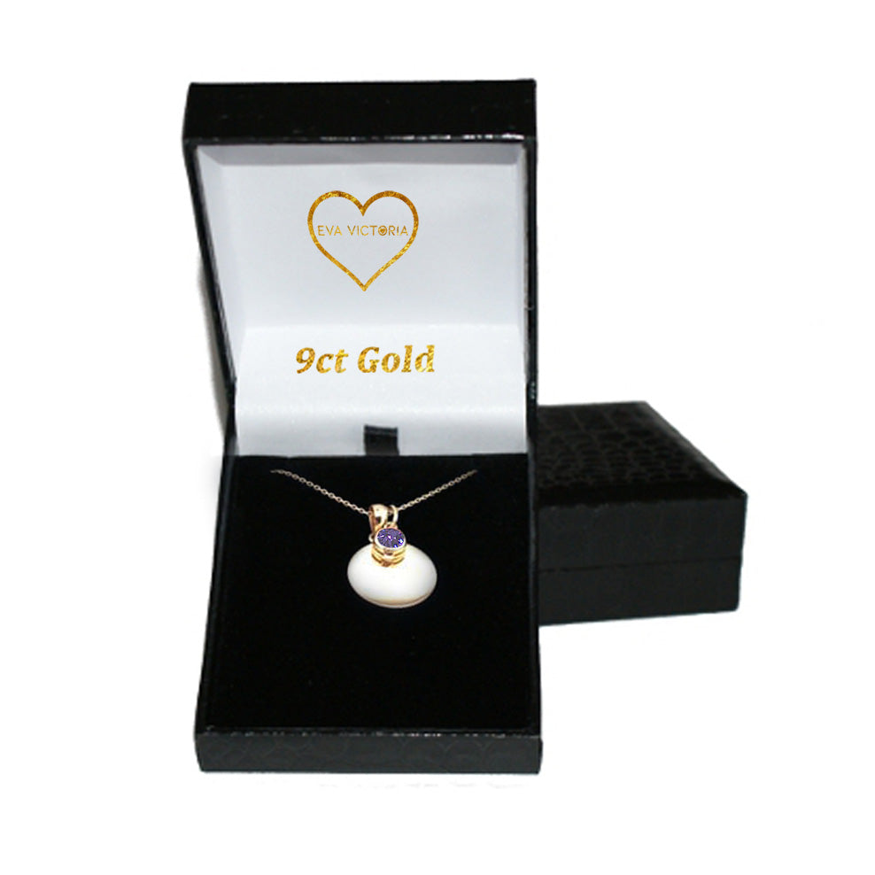 February 9ct Gold Birthstone Engravable Pendant Gift Box