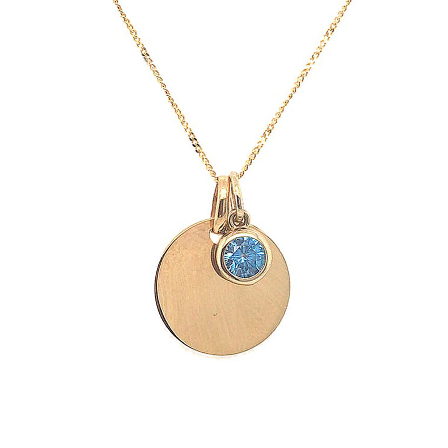 March 9ct Gold Birthstone Engravable Pendant