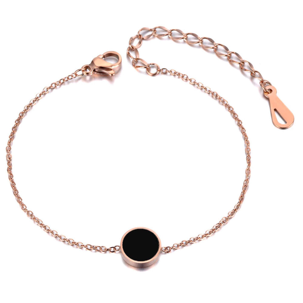 Shop Noir Black Circle Necklace Earrings and Bracelet Rose Gold Set