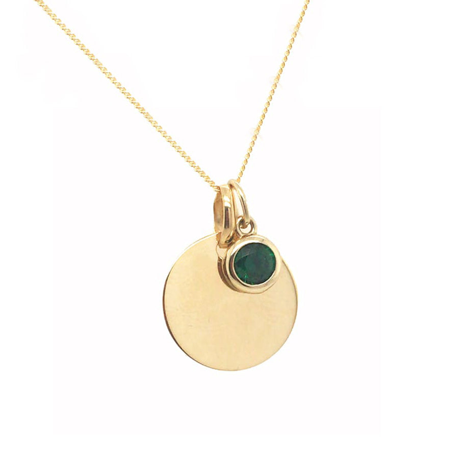 May 9ct Gold Birthstone Engravable Pendant