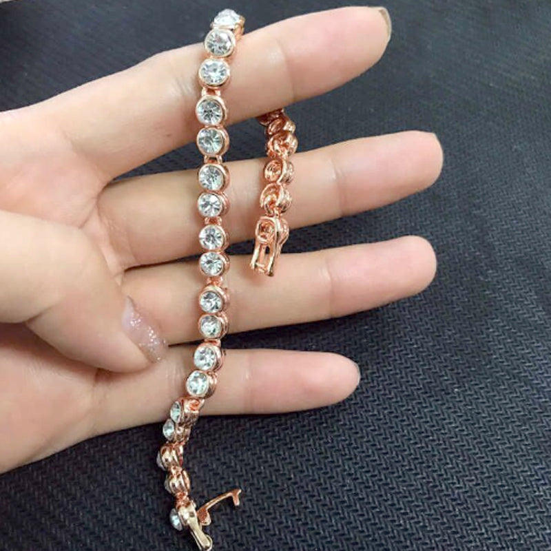 Aubrey Diamante Rose Gold Tennis Bracelet Gift Set from Eva Victoria