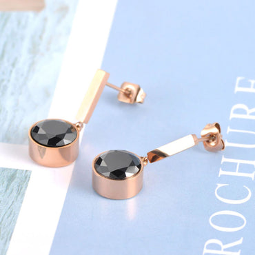 Shop Little Black Onyx Rose Gold Drop Earrings