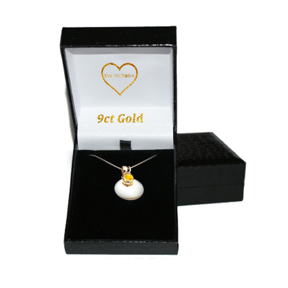 November 9ct Gold Birthstone Engravable Pendant Gift Box