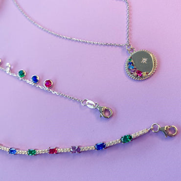 Star & Moon Multicolour Gem Pendant