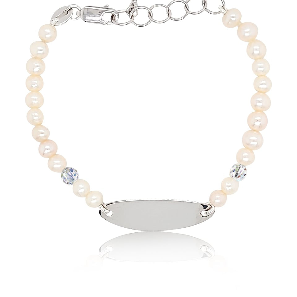 Engravable Pearls Sterling Silver Communion Bracelet