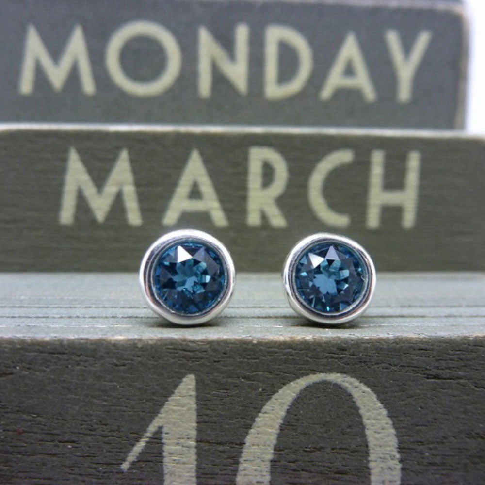 March Birthstone Sterling Silver Earrings Gift Set