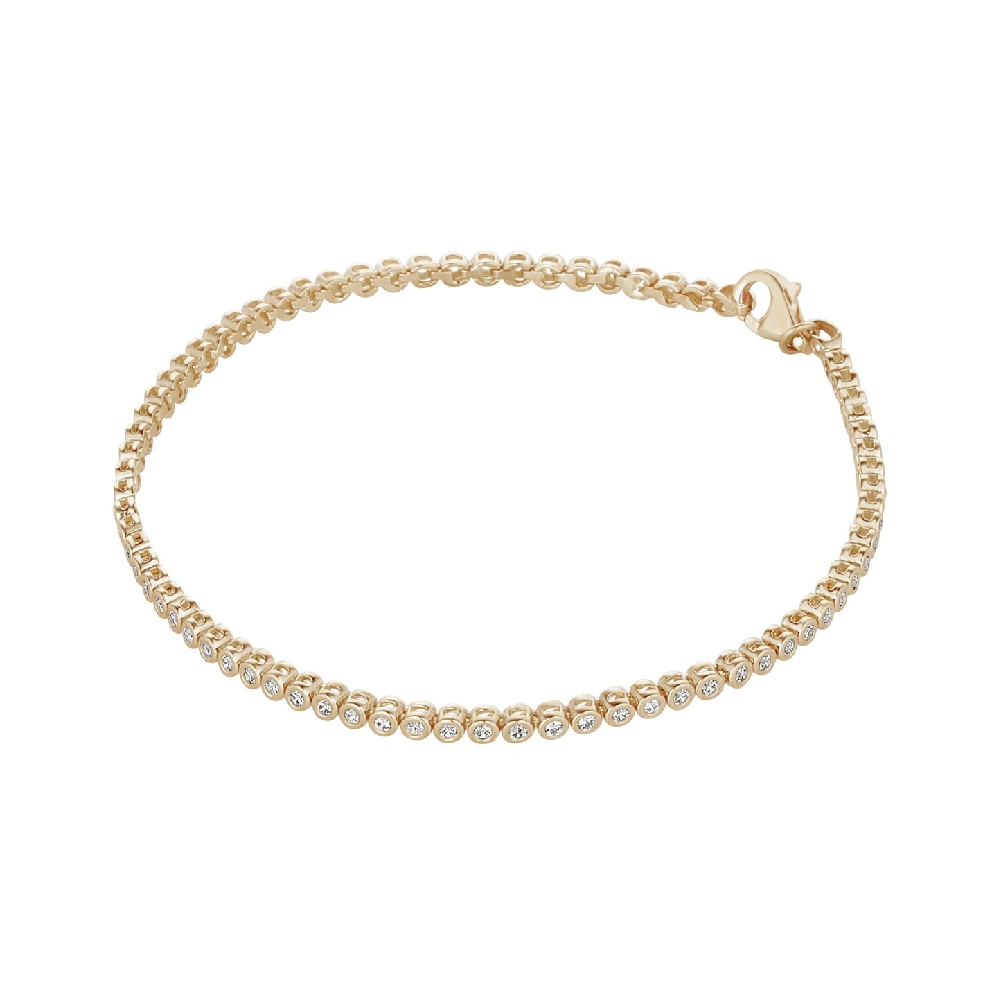 9ct Yellow Gold Tennis Bracelet 1 mm Cubic Zirconia