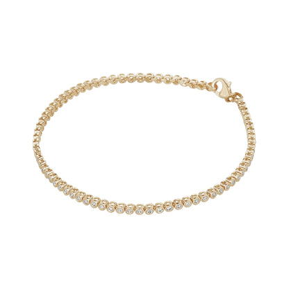9ct Yellow Gold Tennis Bracelet 1 mm Cubic Zirconia