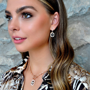 Shop Andrea Rose Gold Hematite Crystals Drop Earrings