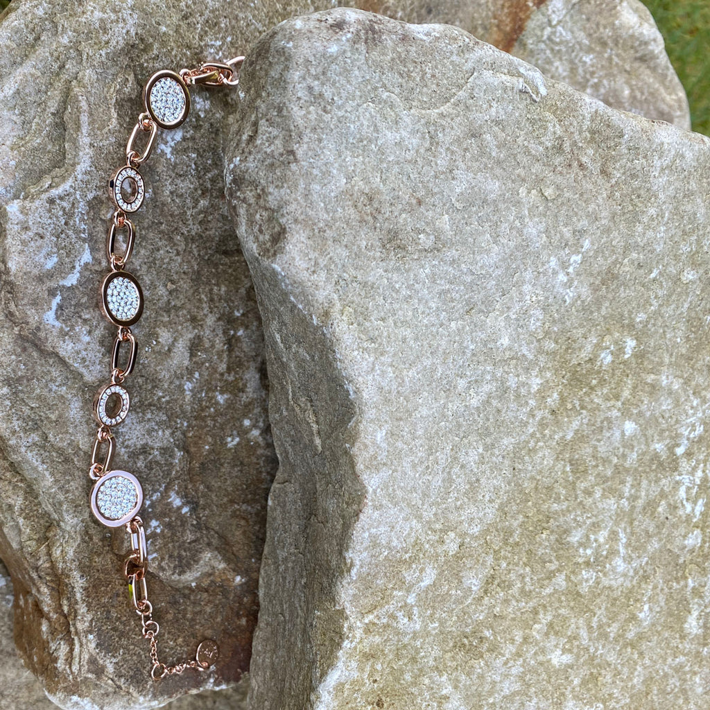 Arina Rose Gold Clear Crystals Bracelet Set