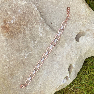 Kendra Rose Gold Rectangular Diamante Bracelet Ireland