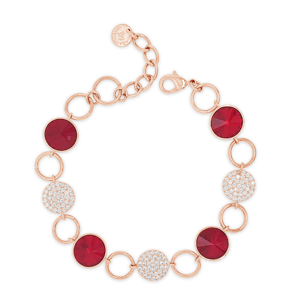 Arlette Ruby Red Rose Gold Diamante Bracelet
