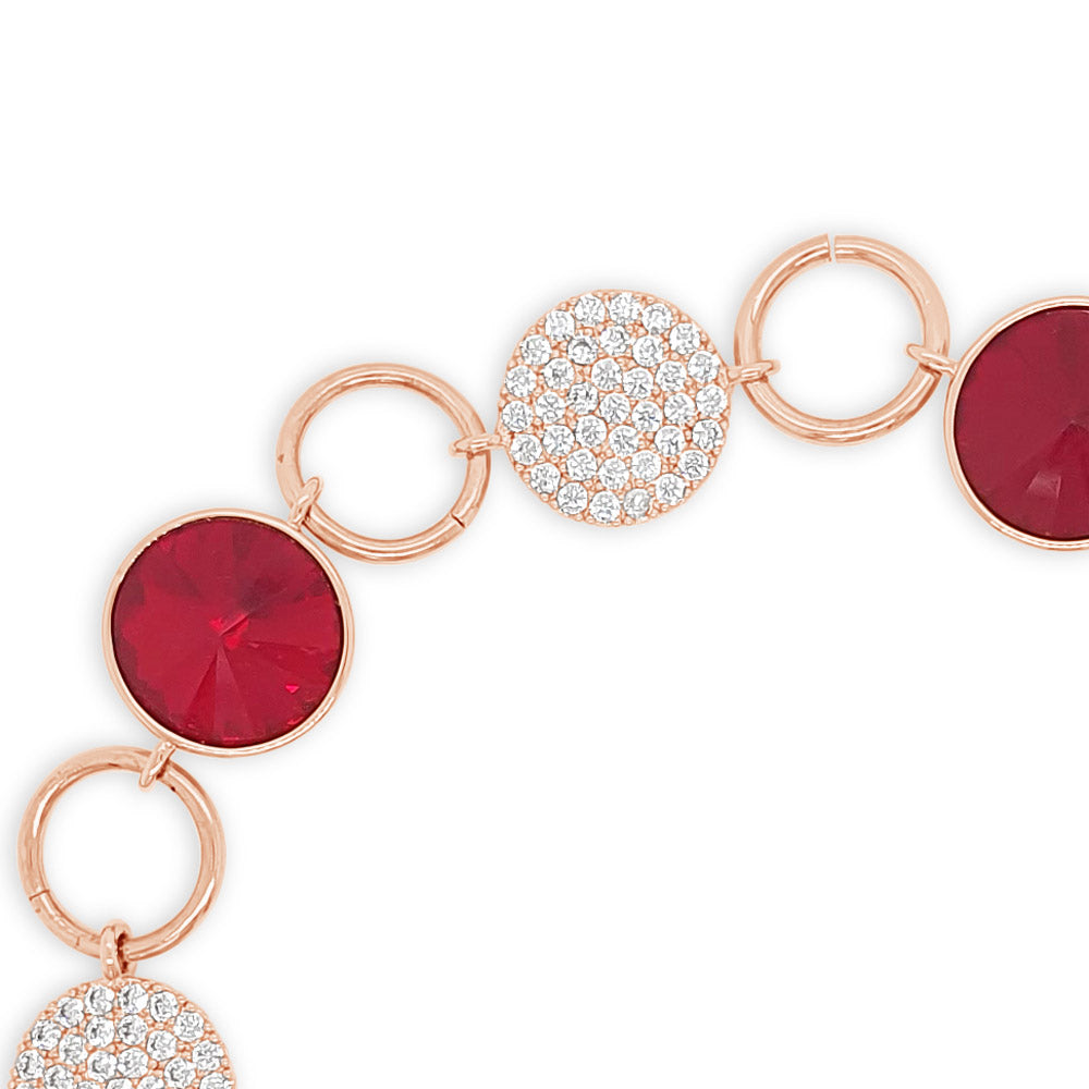 Arlette Ruby Red Rose Gold Diamante Bracelet Gift Pack