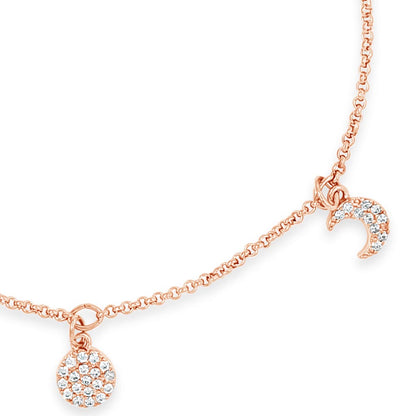 Shop Moon Star Heart Charms Rose Gold Chain Bracelet