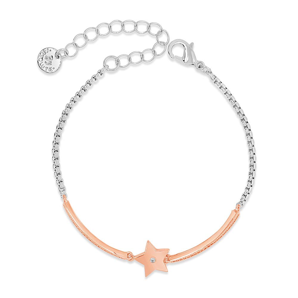 Bright Star Two Tone Rose Gold & Silver Bracelet 