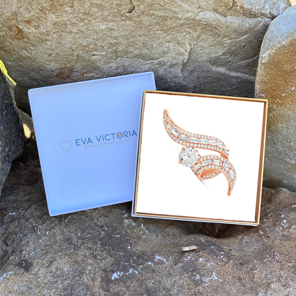 Atlantic Twist Diamante Rose Gold Brooch Gift Pack