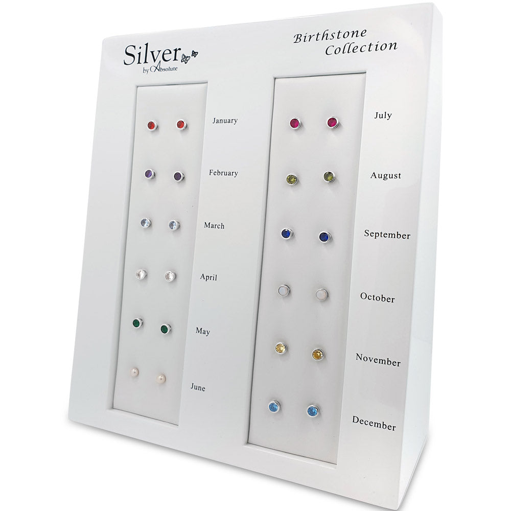 August Birthstone Sterling Silver Stud Earrings - Eva Victoria