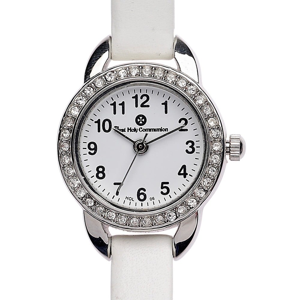 Personalised First Holy Communion Sparkling White Watch for Girls