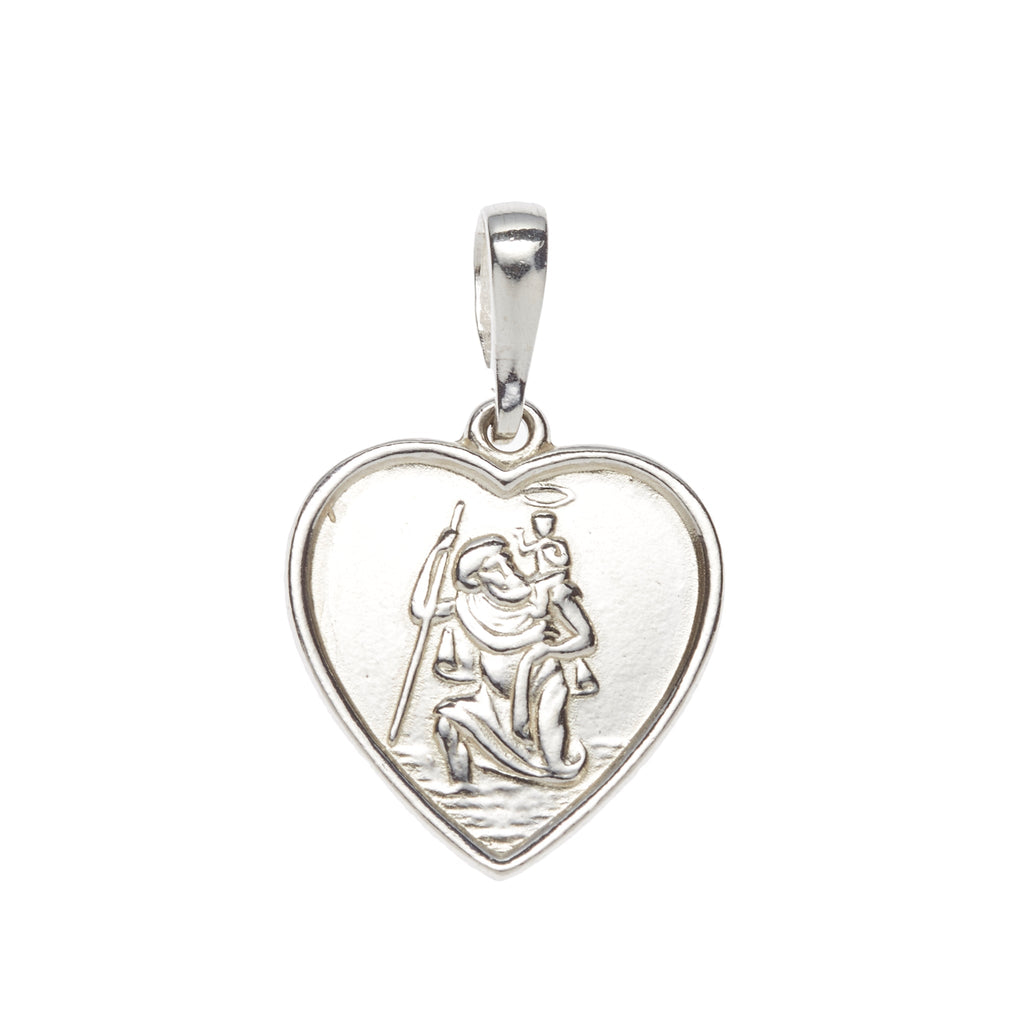 Serenity St. Christopher Sterling Silver Engravable Heart Medal 