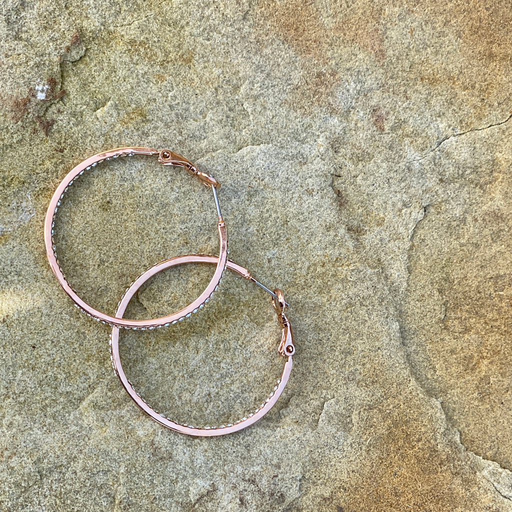 Double Diamante Rose Gold Hoop Earrings  Ireland