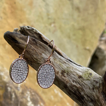 Shop Jocelyn Two Tone Silver Rose Gold Oval Earrings 