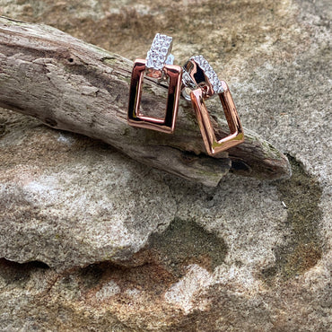 Shop Kendra Rose Gold Rectangular Diamante Earrings