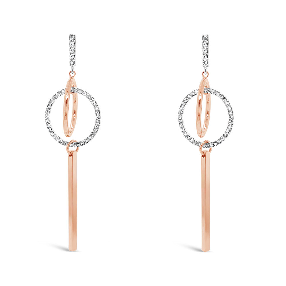 Emma Two Tone Silver Rose Gold Long Statement Earrings