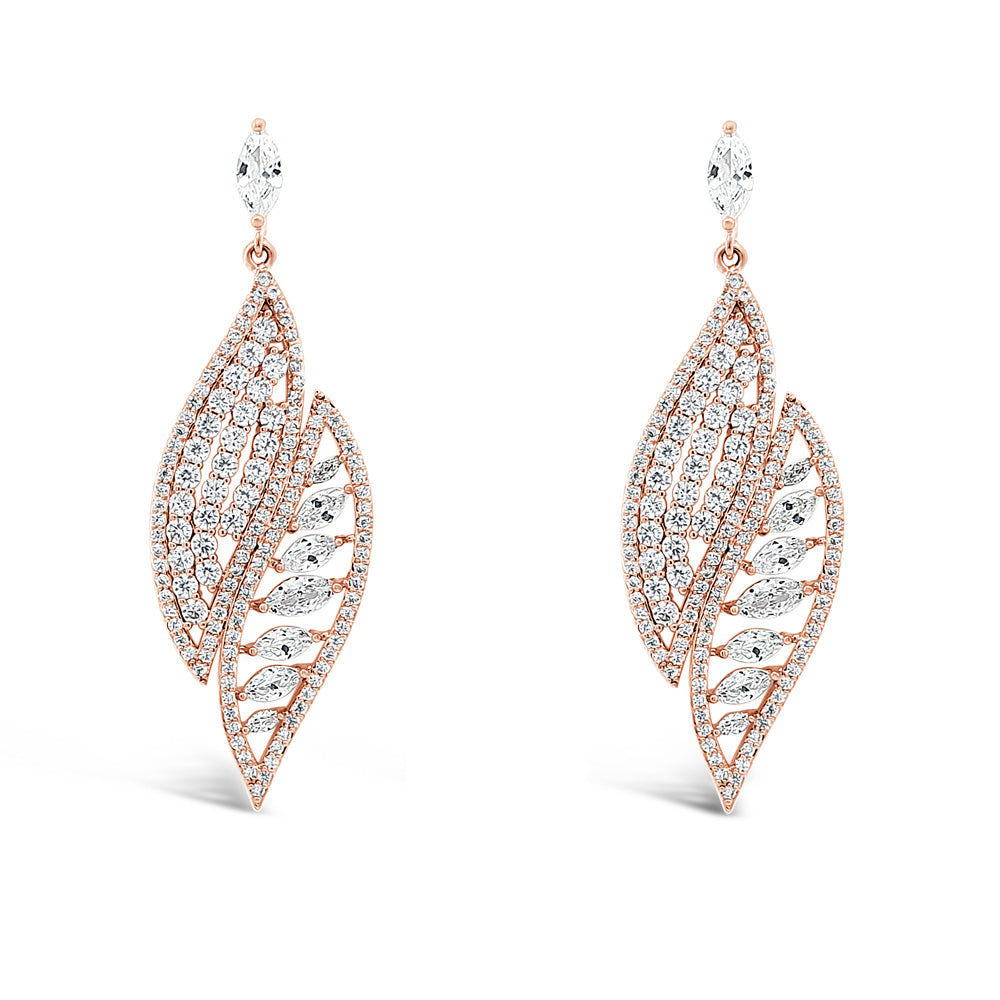 Florina Rose Gold Statement Diamante Earrings