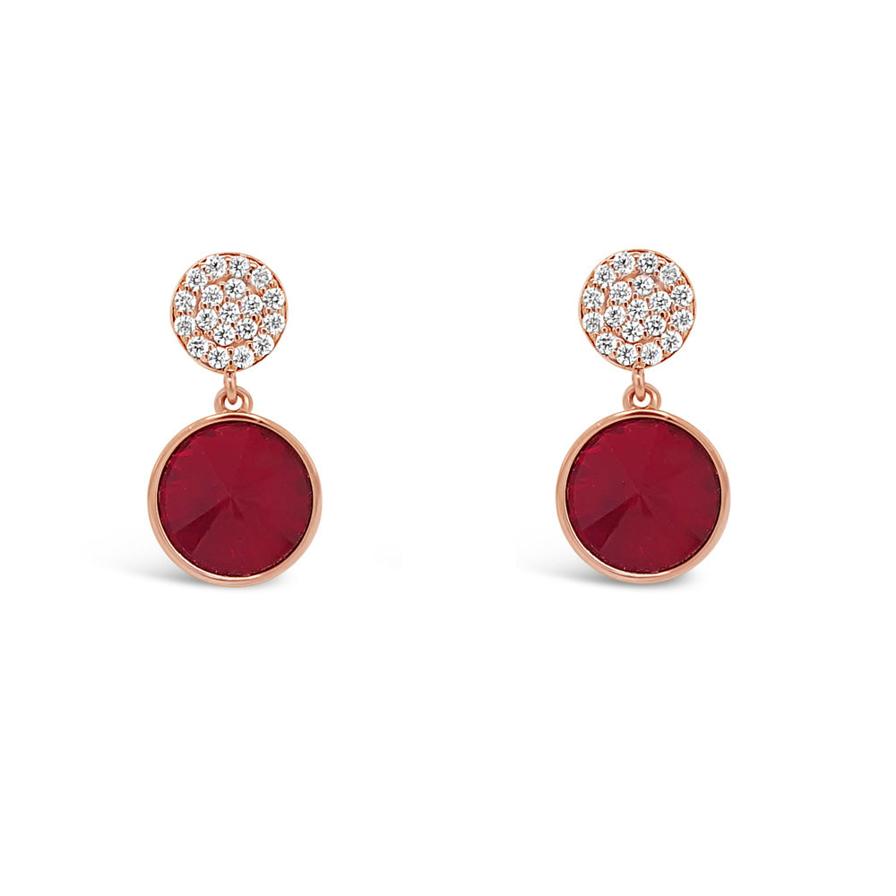 Arlette Ruby Rose Gold Diamante Garnet Earrings