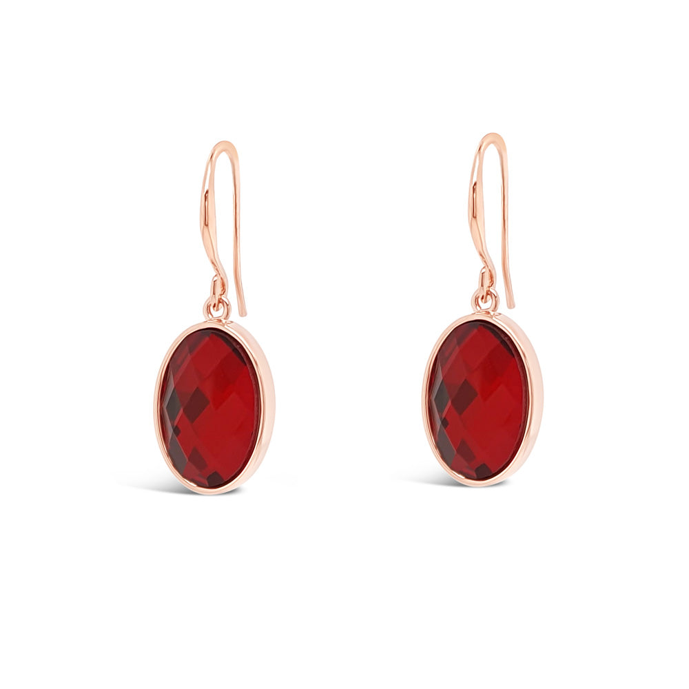Ava Ruby Rose Gold Diamante Garnet Oval Earrings