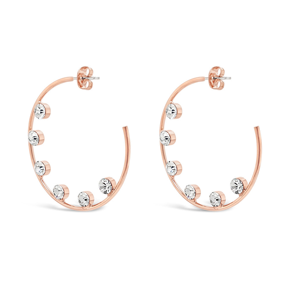  Cristy Rose Gold Diamante Hoop Earrings