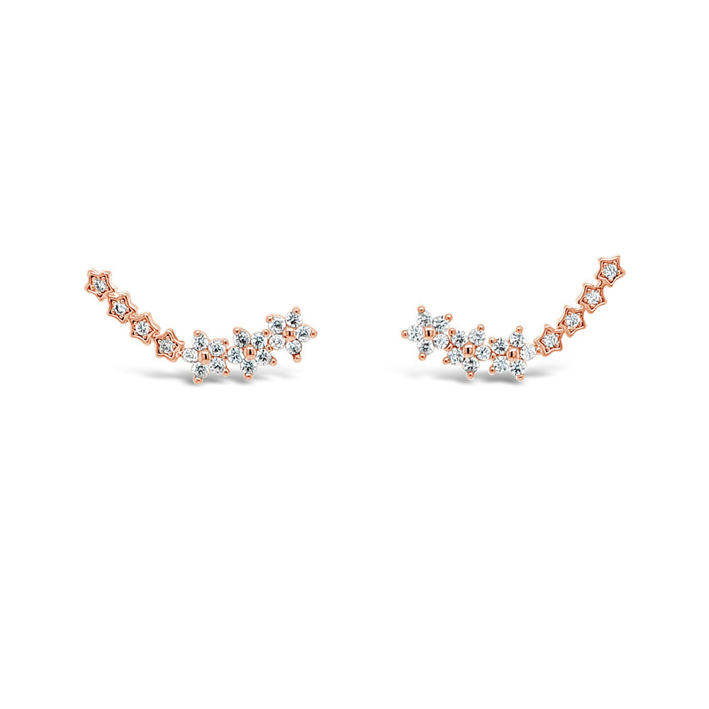 Flora Rose Gold Crawler Earrings Set