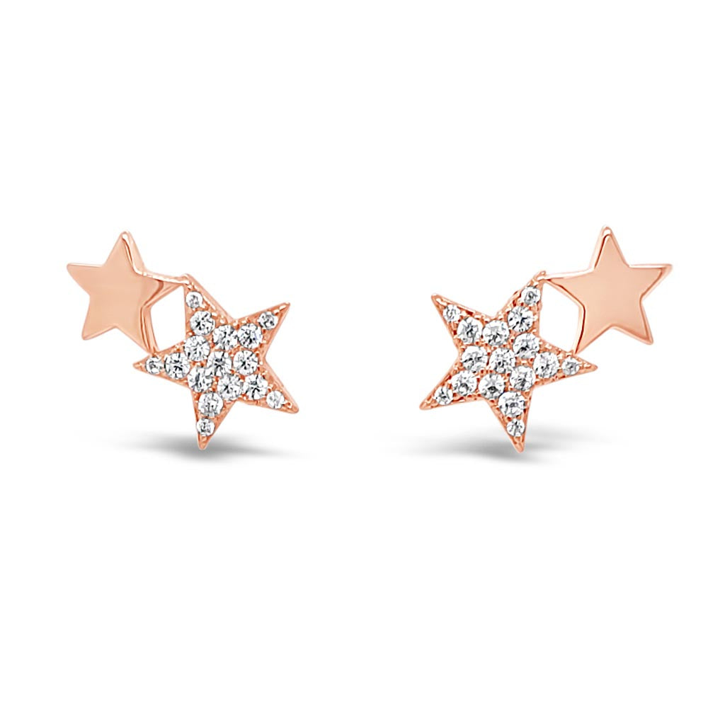 Two Stars Rose Gold Stud Earrings Ireland