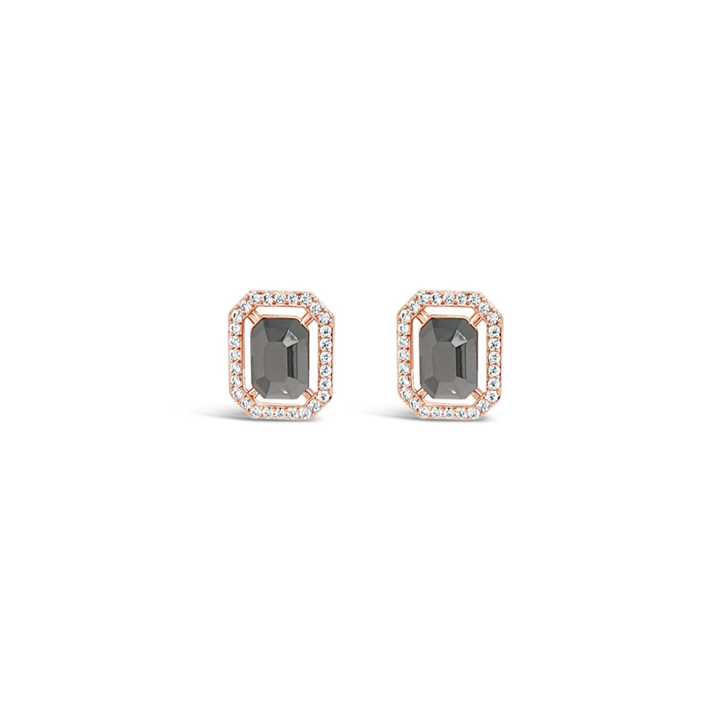 Antonia Rose Gold Hematite Crystals Stud Earrings
