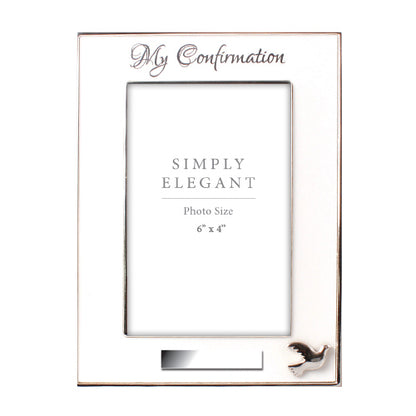 Engravable Confirmation White Photo Frame 4" x 6"