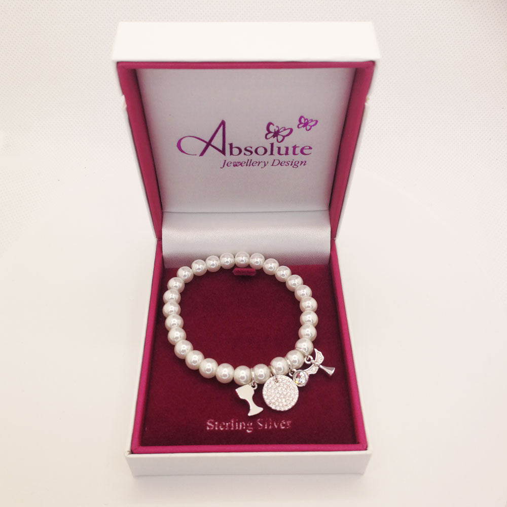 Annie Pearls Children Sterling Silver Communion Bracelet Gift Box