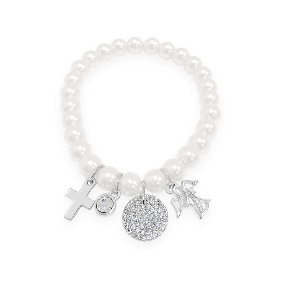 Angel Pearls Children Sterling Silver Communion Bracelet