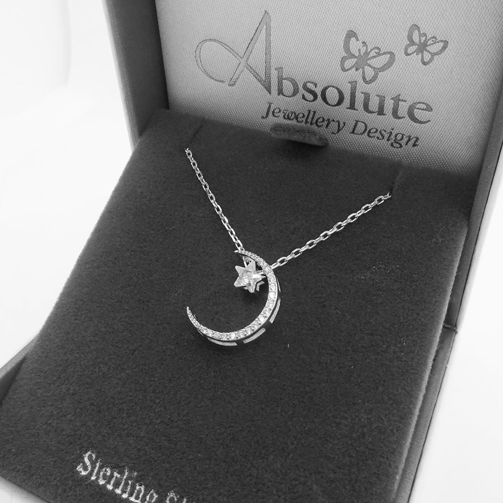 Moon And Star Children Sterling Silver Pendant Gift Set