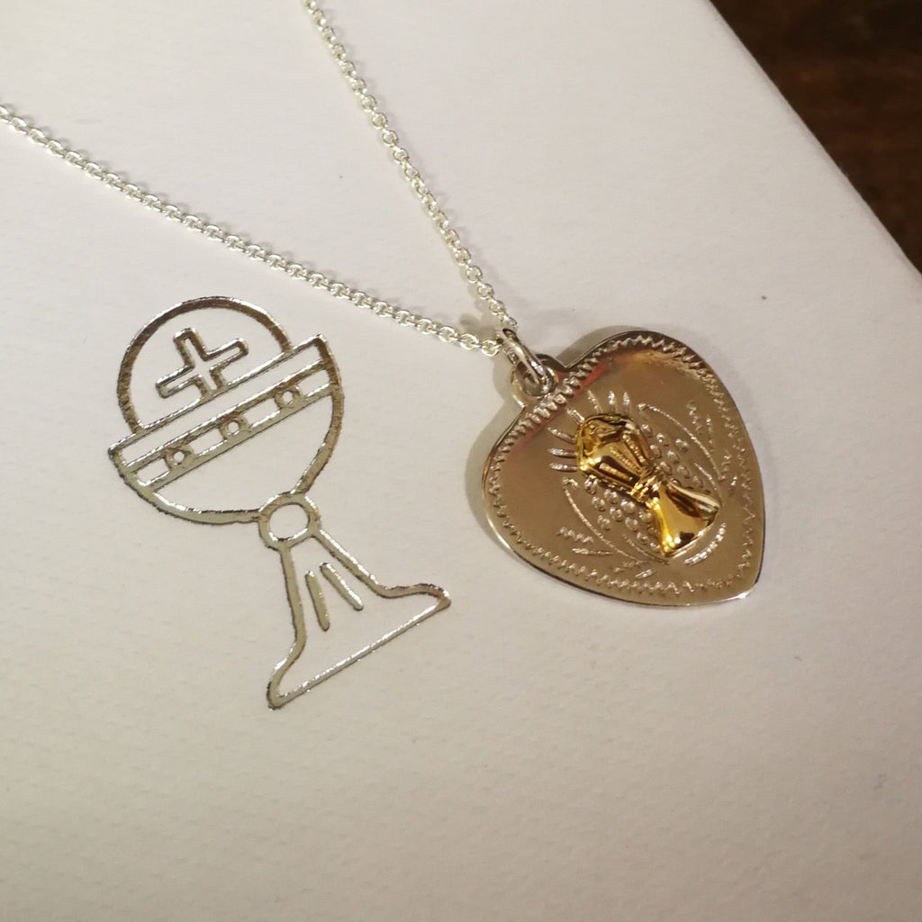 Shop Engravable Communion Heart Medal Sterling Silver Pendant